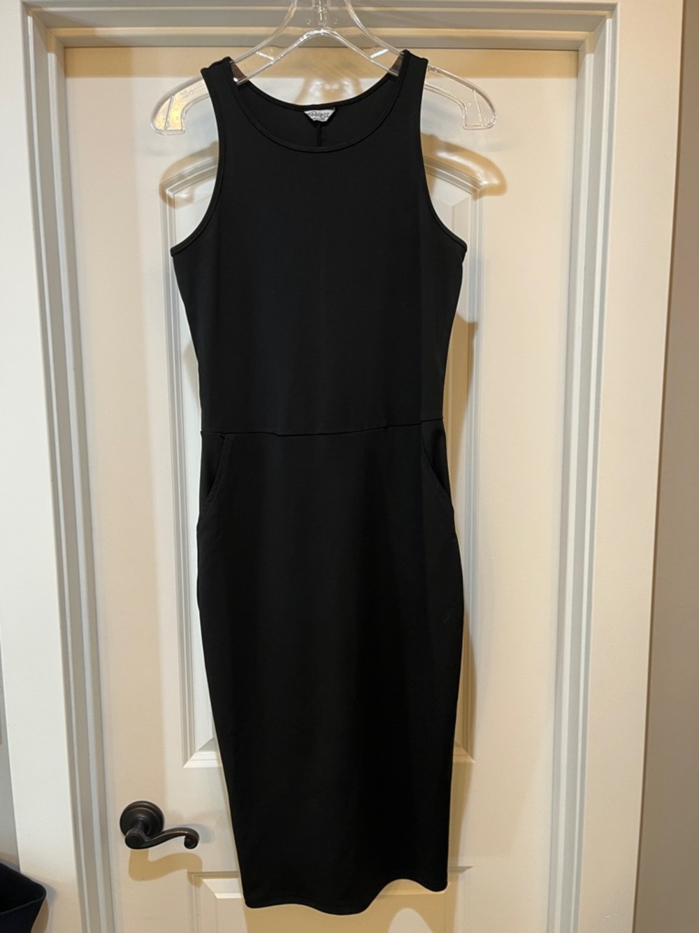 Classic Black Sleeveless Midi Sheath Dress